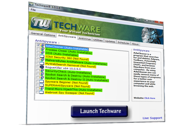 Techware screenshot Antispyware