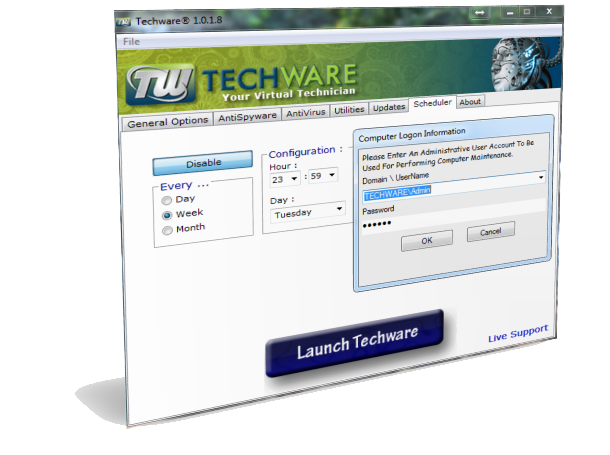 Techware screenshot Scheduler